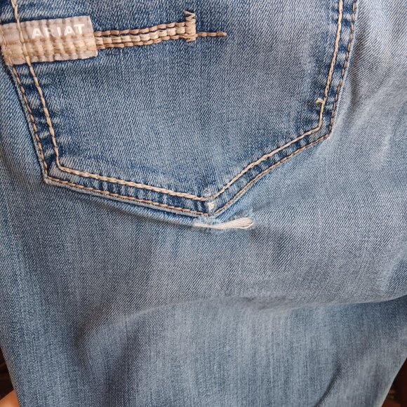 Ariat Women's Jeans 33R Perfect Rise Boot Rebar Distress Fade Bootcut 36x32 - Picture 7 of 9